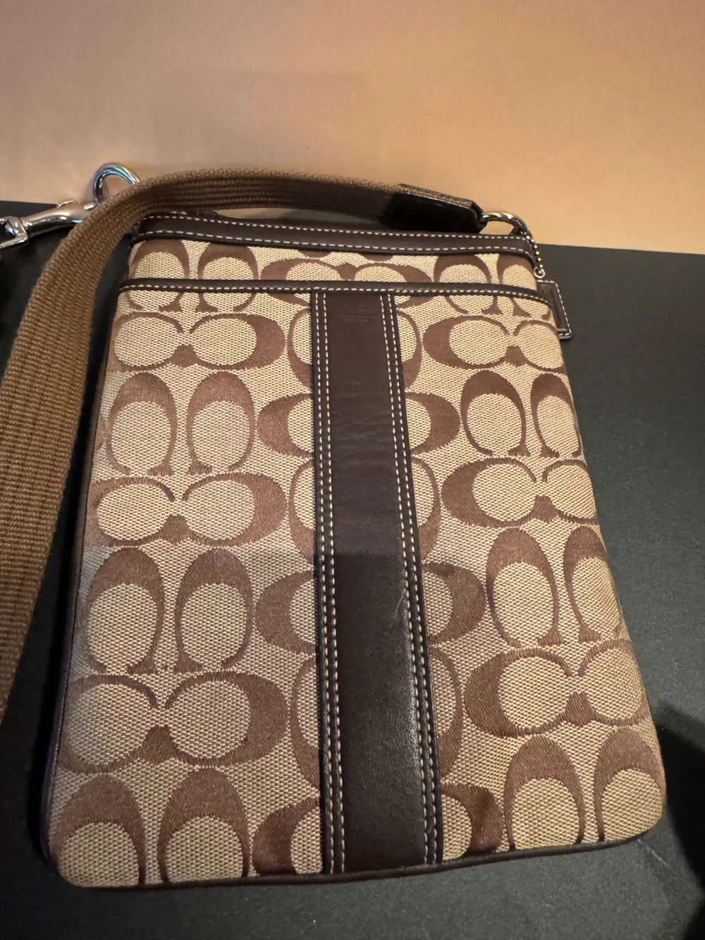 Vintage Coach Signature Crossbody Bag in Brown/Tan
